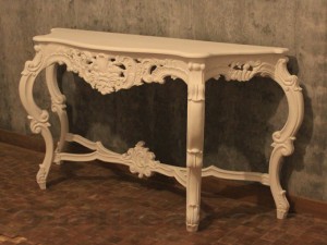 Antique White Paint Victorian Console Table