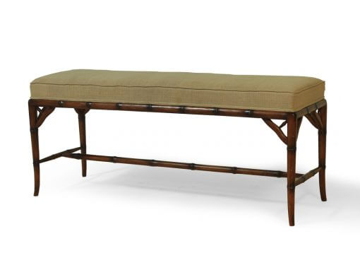 Antique Bamboo Style Bench With Rattan Weaving