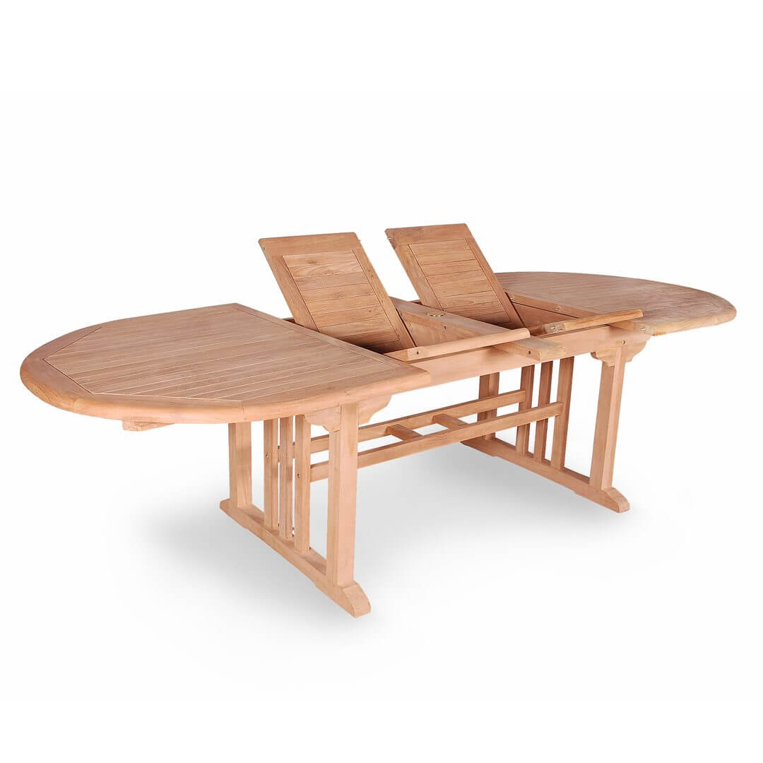 Teak Oval Double Extension Table