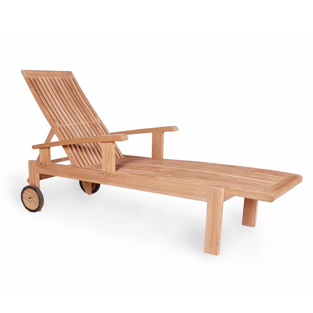 Teak Outdoor Sunlounger Straight Leg