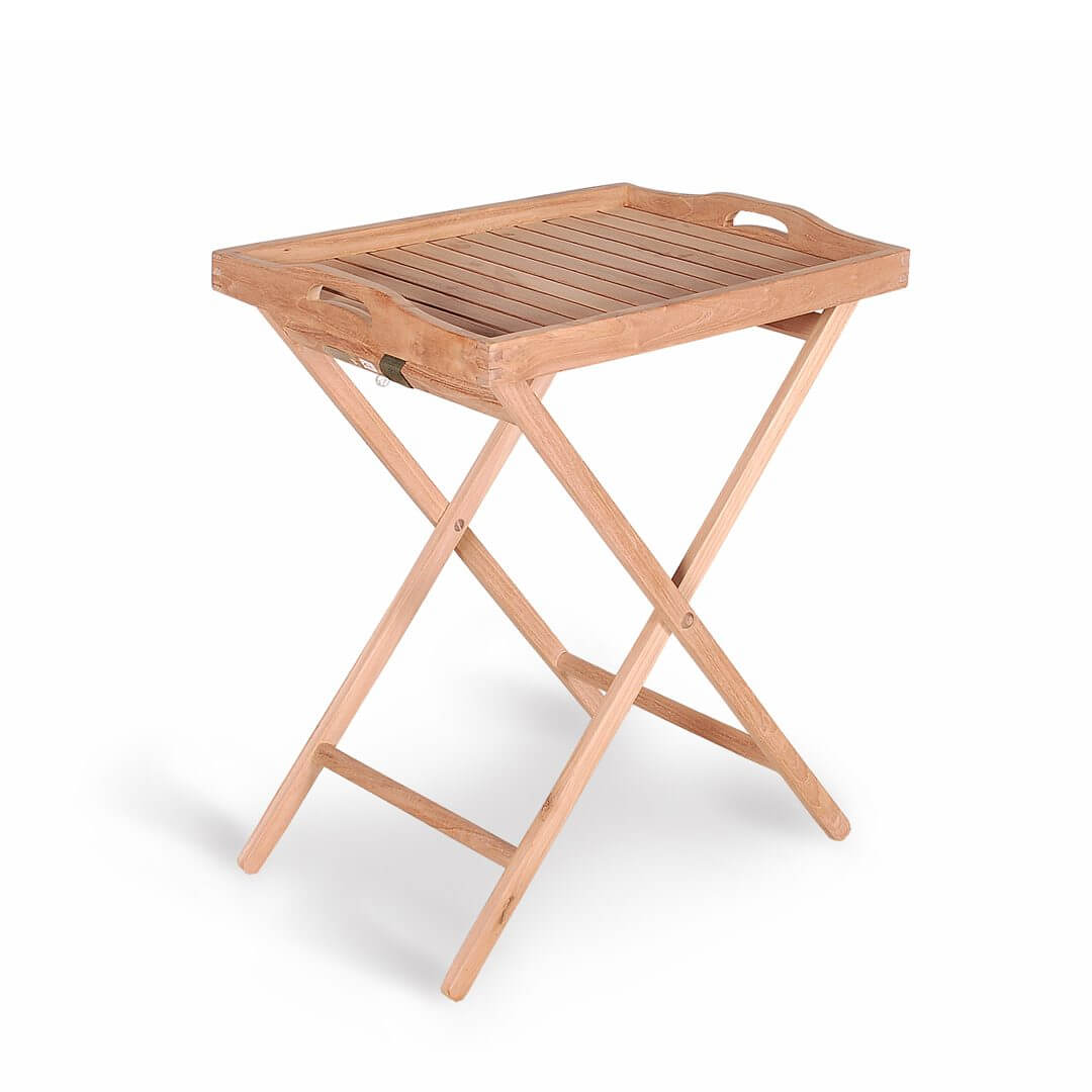 Teak Tray With Stand For Outdoor Garden