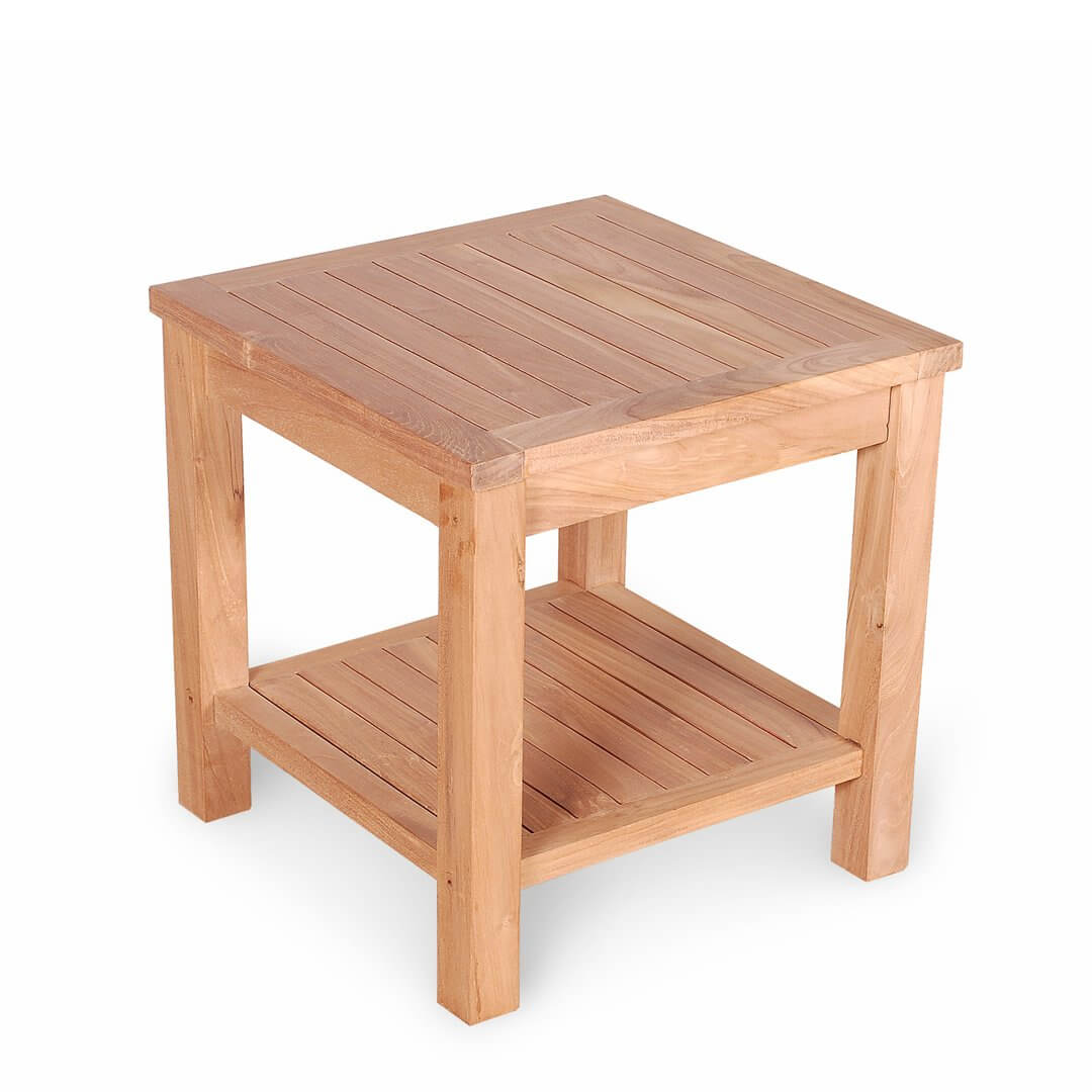 Teak Garden Side Table With Shelf