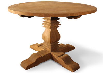 Country Style Teak Reclaimed Round Dining Table