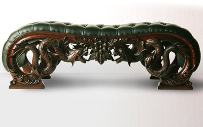 Dragon Carving End Bench