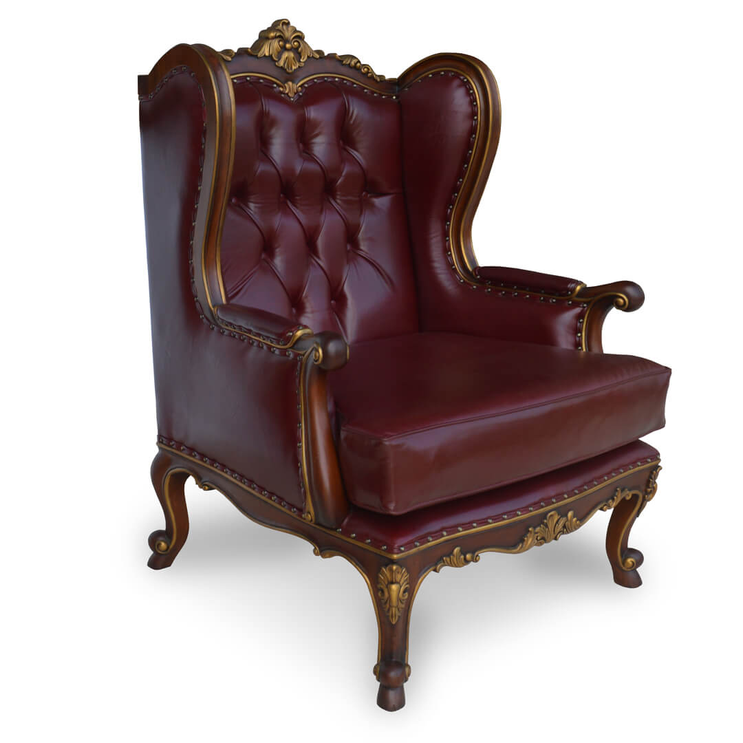 Antique Wingback Chair Tufted, Antique Wooden Wingback Chair
