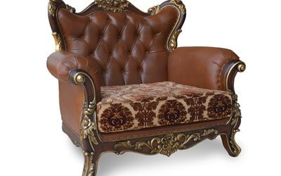Antique Carving Leather Armchair