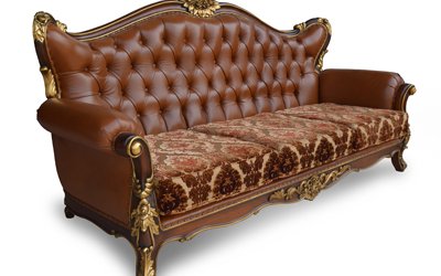 Antique Carving Leather Sofa