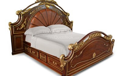 Leather Upholstered Antique Bed