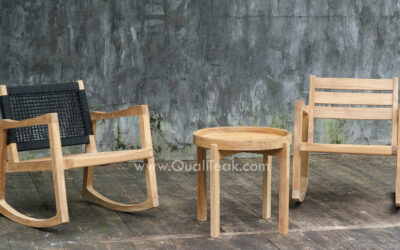 Lune Teak Outdoor Rocking Chair Set