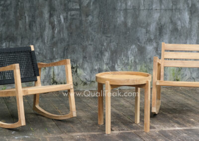 Lune Teak Outdoor Rocking Chair Set