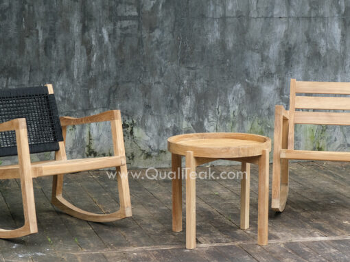 Lune Teak Outdoor Rocking Chair Set